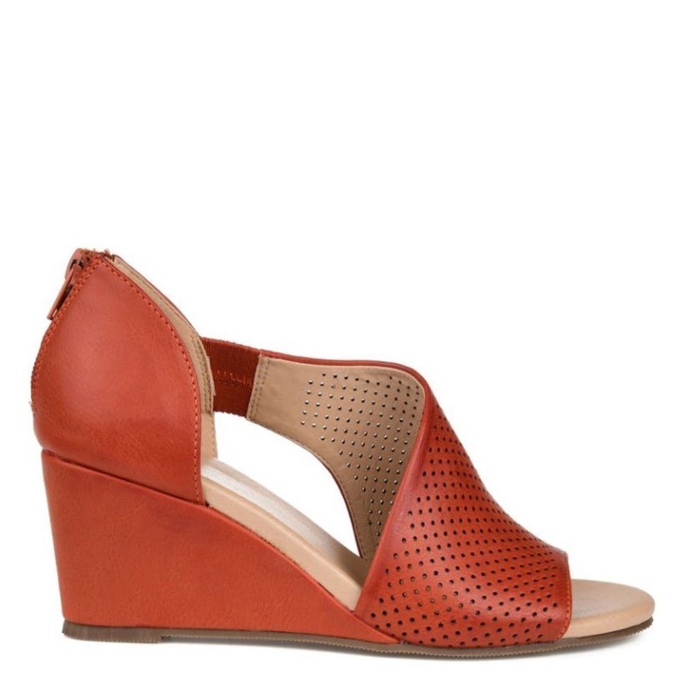 JOURNEE COLLECTION Aretha d'Orsay Wedge Sandal, Vegan Leather Rust, 9.5, NWOB - Picture 9 of 15